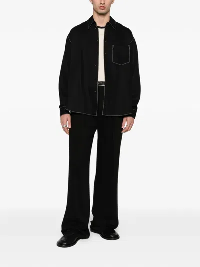Sandro Contrast-stitching Shirt In Black