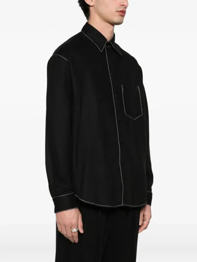 Sandro Contrast-stitching Shirt In Black