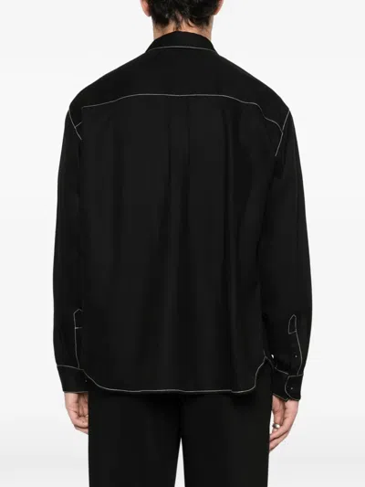 Sandro Contrast-stitching Shirt In Black