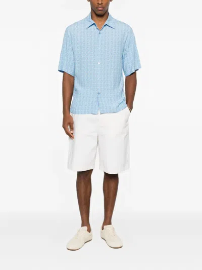 Sandro Geometric-pattern Shortt-sleeve Shirt In Blue