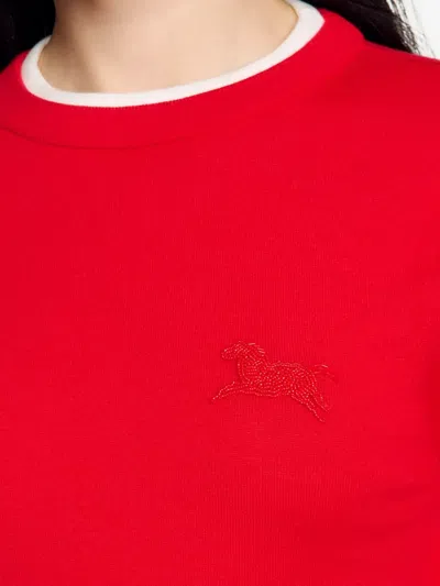 Sandro Contrast Collar Wool Sweater In Red
