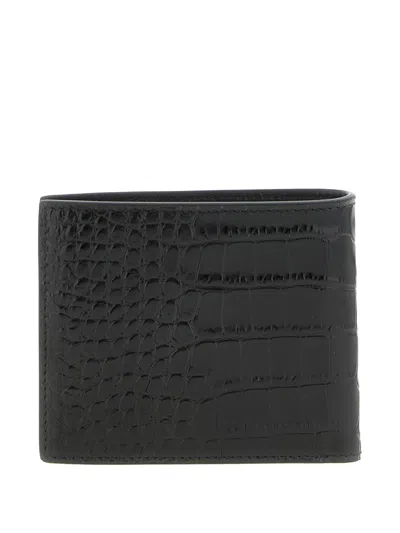 Tom Ford Crocodile Leather Bifold Wallet Card Holder In Black