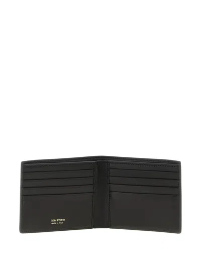 Tom Ford Crocodile Leather Bifold Wallet Card Holder In Black