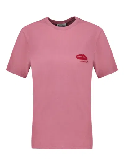 Isabel Marant Zewel Embroidered T-shirt In Pink