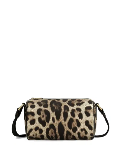 Dolce & Gabbana Logo Leopard-print Mini Bag In Brown