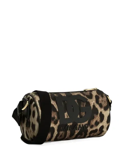 Dolce & Gabbana Logo Leopard-print Mini Bag In Brown
