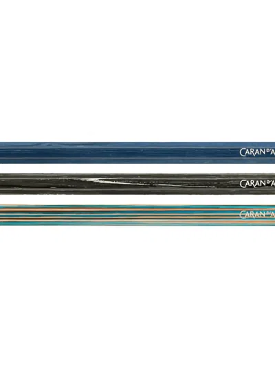Caran D'ache Patterned Pencils (set Of Three) In Blue