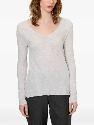 American Vintage Jacksonville V-neck T-shirt In Gray