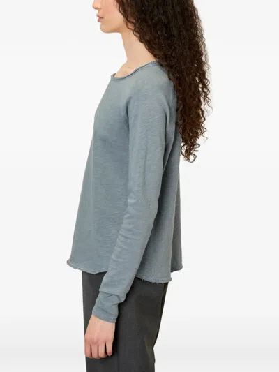 American Vintage Long-sleeved Boat-neck T-shirt In Blue