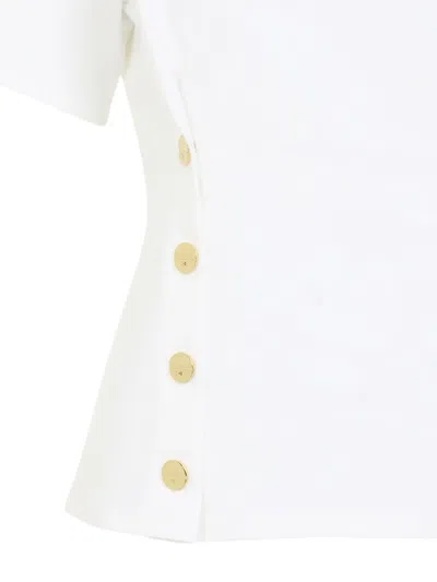 Elisabetta Franchi Crewneck T-shirt With Decorative-buttons In White