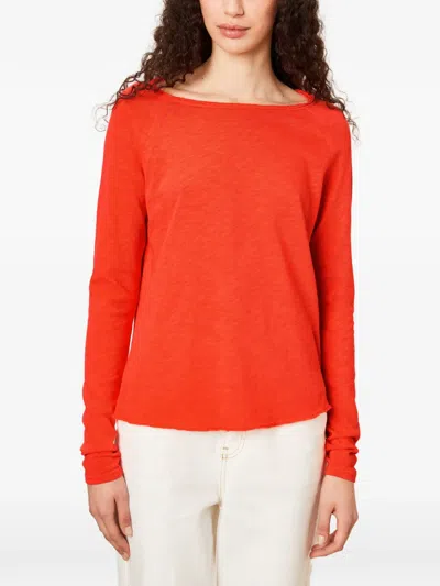 American Vintage Long-sleeve Boat-neck T-shirt In Orange