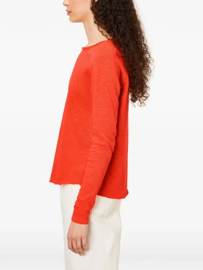 American Vintage Long-sleeve Boat-neck T-shirt In Orange