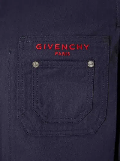 Givenchy Couture Seam Button-up Overshirt In Blue