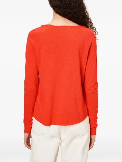 American Vintage Long-sleeve Boat-neck T-shirt In Orange