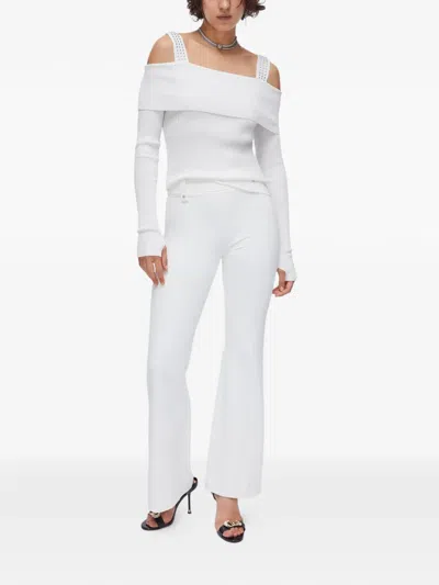 Liu •jo Studded Off-the-shoulder Sweater In White