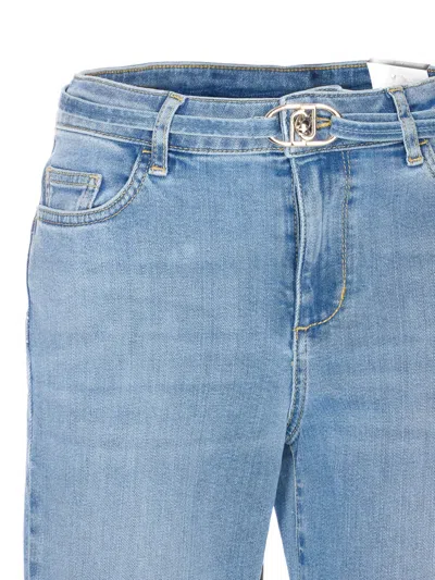 Liu •jo Belt-detail Flared Jeans In Blue