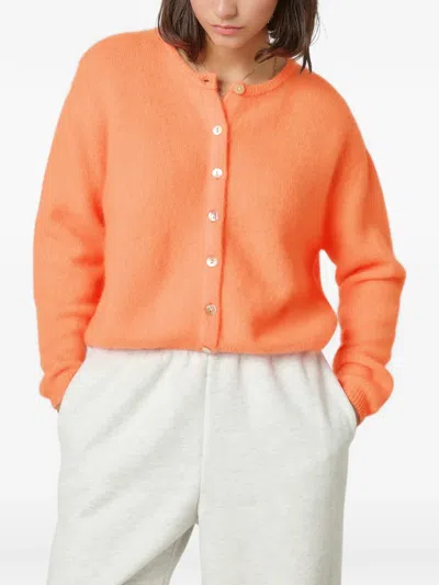 American Vintage Vitow Long-sleeved Round-neck Cardigan In Orange