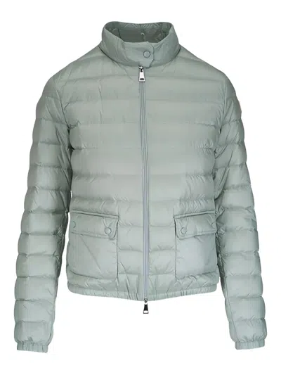 Moncler Lans Quilted Metallic Shell Down Jacket In Gray