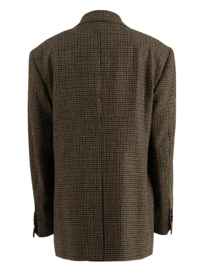 Tagliatore Loreley Houndstooth-pattern Double-breasted Blazer In Brown