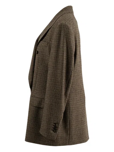 Tagliatore Loreley Houndstooth-pattern Double-breasted Blazer In Brown