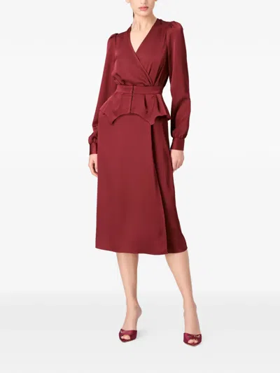 Murmur Short-sleeve V-neck Long Dress In Red