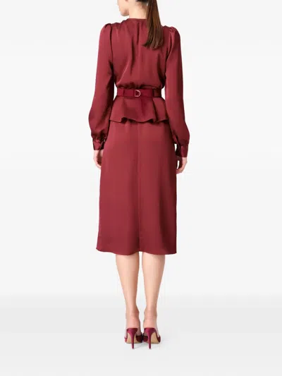 Murmur Short-sleeve V-neck Long Dress In Red