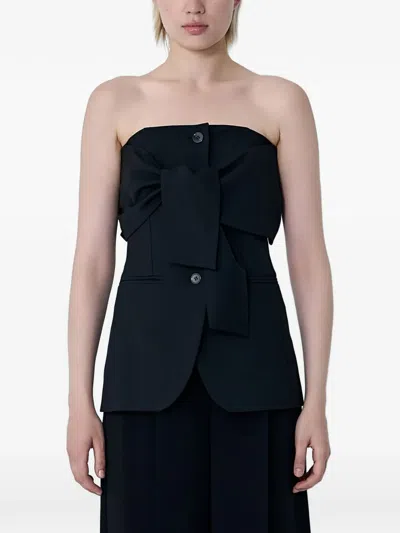 Max Mara Straight-neckline Button Waistcoat In Blue