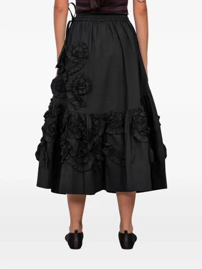 Story Mfg. Orbit Ruffled Midi Skirt In Black