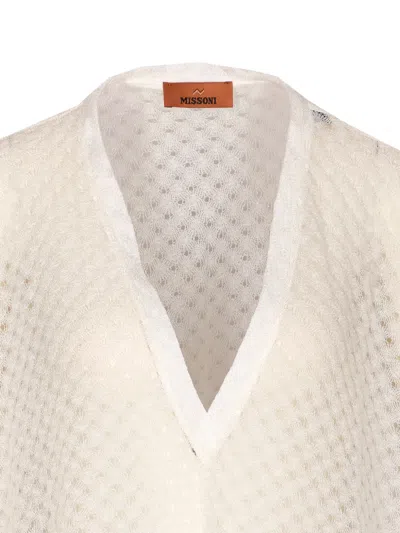 Missoni Raschel-knit V-neck Short-sleeve Kaftan In White