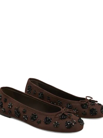 Stuart Weitzman Prima Bow Embellished Ballet Flat In Brown