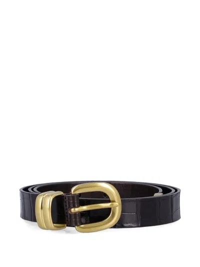By Malene Birger Embossed Buckle Belt In Brown