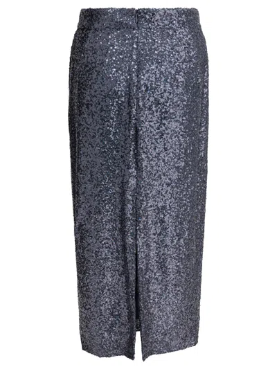 Semper Sequined Midi Skirt Skirts Grey In Blue