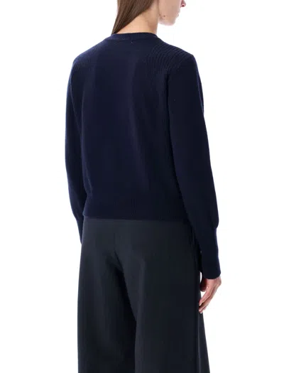 Sessun Cropped Jumper In Stocking Stitch Knit In Blue