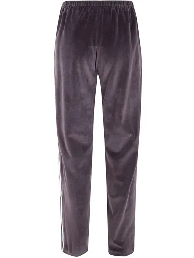 Sporty And Rich Sporty & Rich "ny Crest" Velour Sweatpant Clothing In Purple
