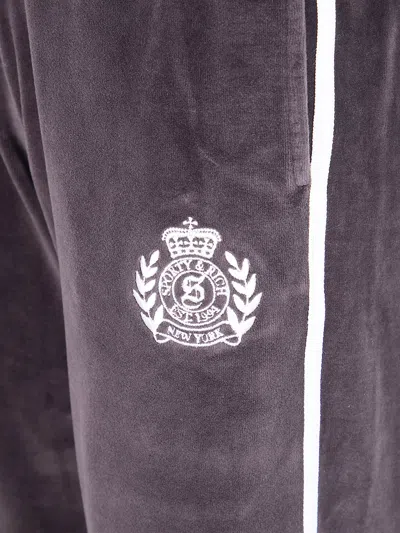 Sporty And Rich Sporty & Rich "ny Crest" Velour Sweatpant Clothing In Purple