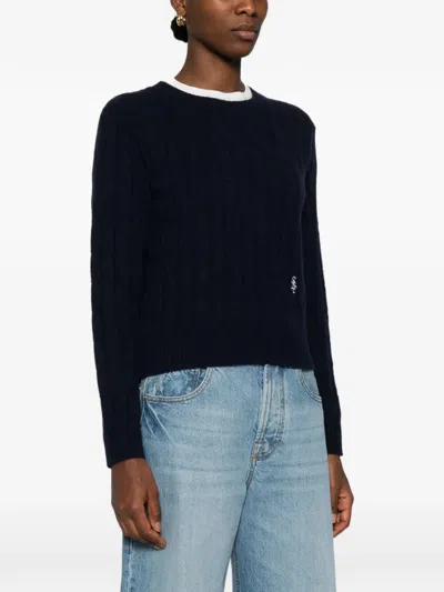 Sporty And Rich Sporty & Rich "src" Cableknit Cashmere Sweater Clothing In Black