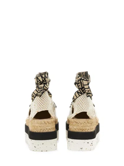 Stella Mccartney Logo Ribbon Platform Espadrilles In Black