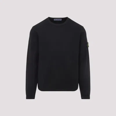 Stone Island Black Crewneck Logo Sweatshirt In Black