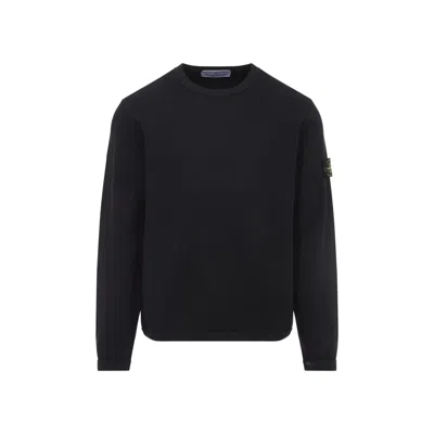 Stone Island Black Crewneck Logo Sweatshirt In Black