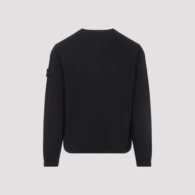 Stone Island Black Crewneck Logo Sweatshirt In Black