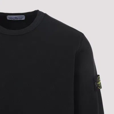 Stone Island Black Crewneck Logo Sweatshirt In Black
