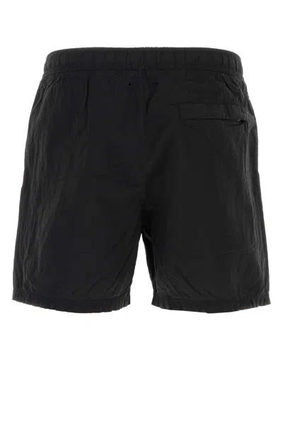 Stone Island Slim Fit Swim Trunks With Compass Patch In Black