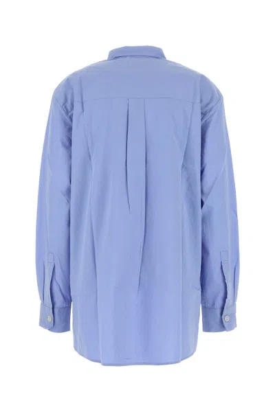 Tekla Cerulean Blue Poplin Oversize Pyjama Shirt In Blue