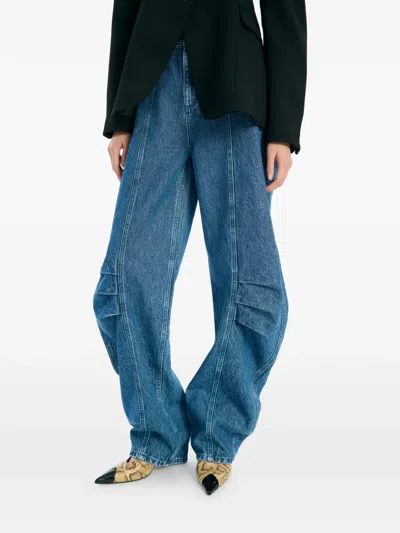 Rotate Birger Christensen Denim Cargo Trousers In Blue