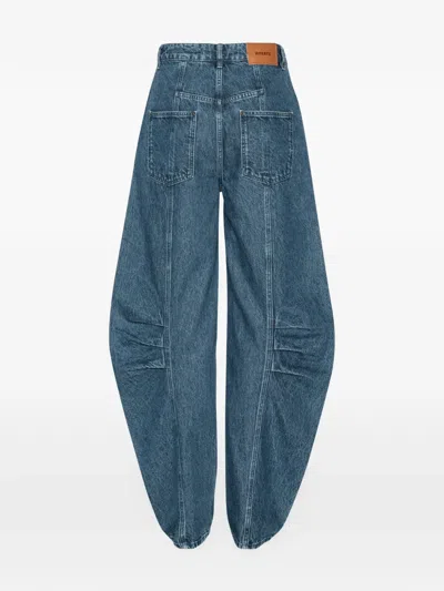 Rotate Birger Christensen Denim Cargo Trousers In Blue