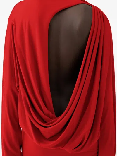 Jacquemus La Mistral Open-back Draped Dress In Red