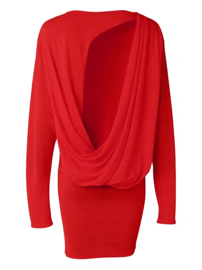Jacquemus La Mistral Open-back Draped Dress In Red