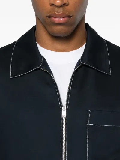 Sandro Contrast-stitching Shirt Jacket In Blue