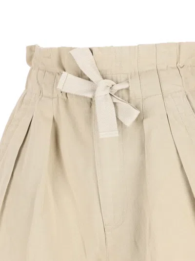 Isabel Marant Pleated Tie-waist Shorts In Neutral