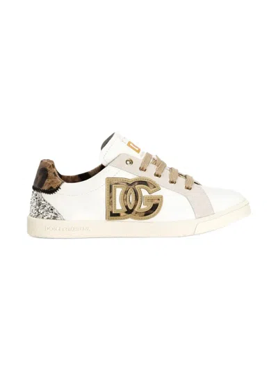 Dolce & Gabbana Logo-appliqué Animal-print Sneakers In Multi